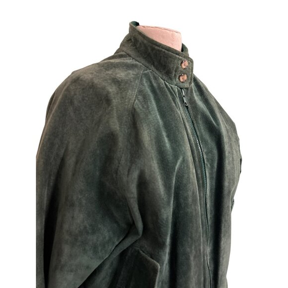 Vintage Green Suede Bomber Jacket Size 12 Plaid Lining Authentic Imports Inc Mad - Picture 5 of 15